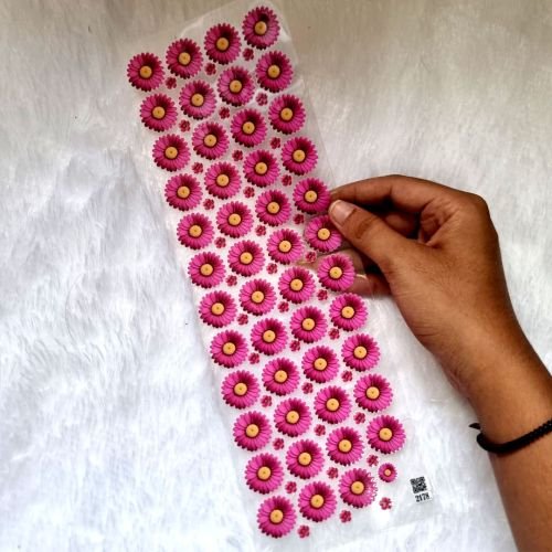 Magenta Pink Daisy Floral UV DTF Transparent Stickers