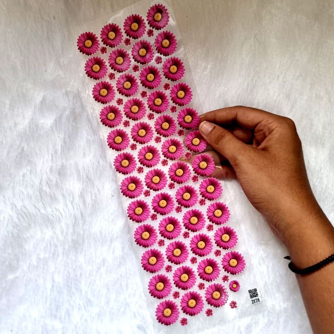 Magenta Pink Daisy Floral UV DTF Transparent Stickers