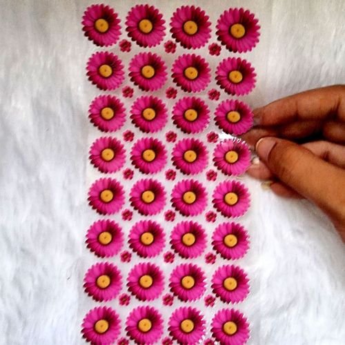 Magenta Pink Daisy Floral UV DTF Transparent Stickers hover