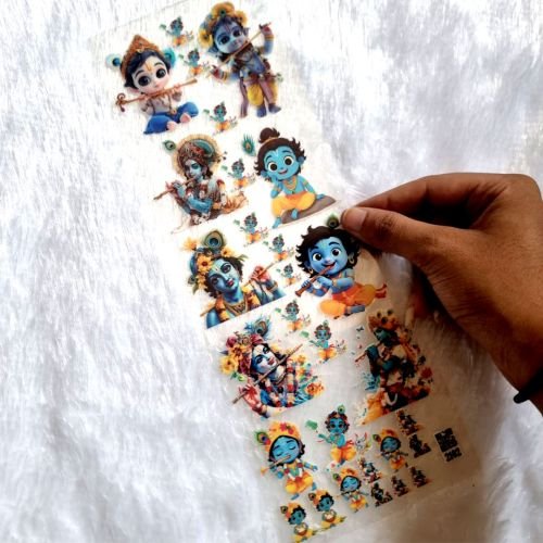 Makhan Chor Cute Krishna UV DTF Sticker Sheet
