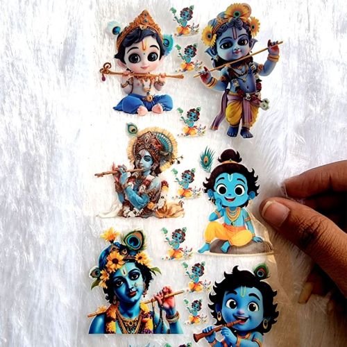 Makhan Chor Cute Krishna UV DTF Sticker Sheet hover