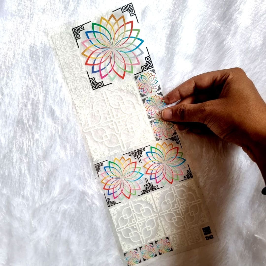 Mandala And Geometric Flower Designs UV DTF Transparent Stickers