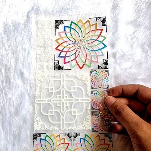 Mandala And Geometric Flower Designs UV DTF Transparent Stickers hover