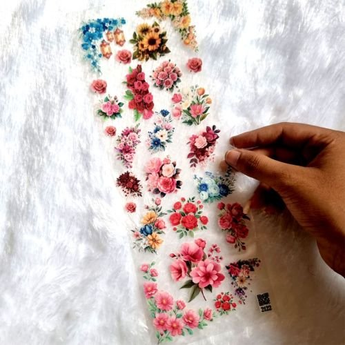 Multi Flower UV DTF Transparent Peel-off Sticker Sheet