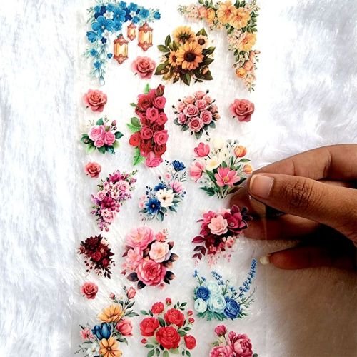Multi Flower UV DTF Transparent Peel-off Sticker Sheet hover