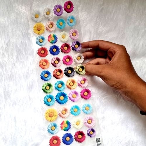 Multicolor Daisy Flower Transparent Sticker Sheet