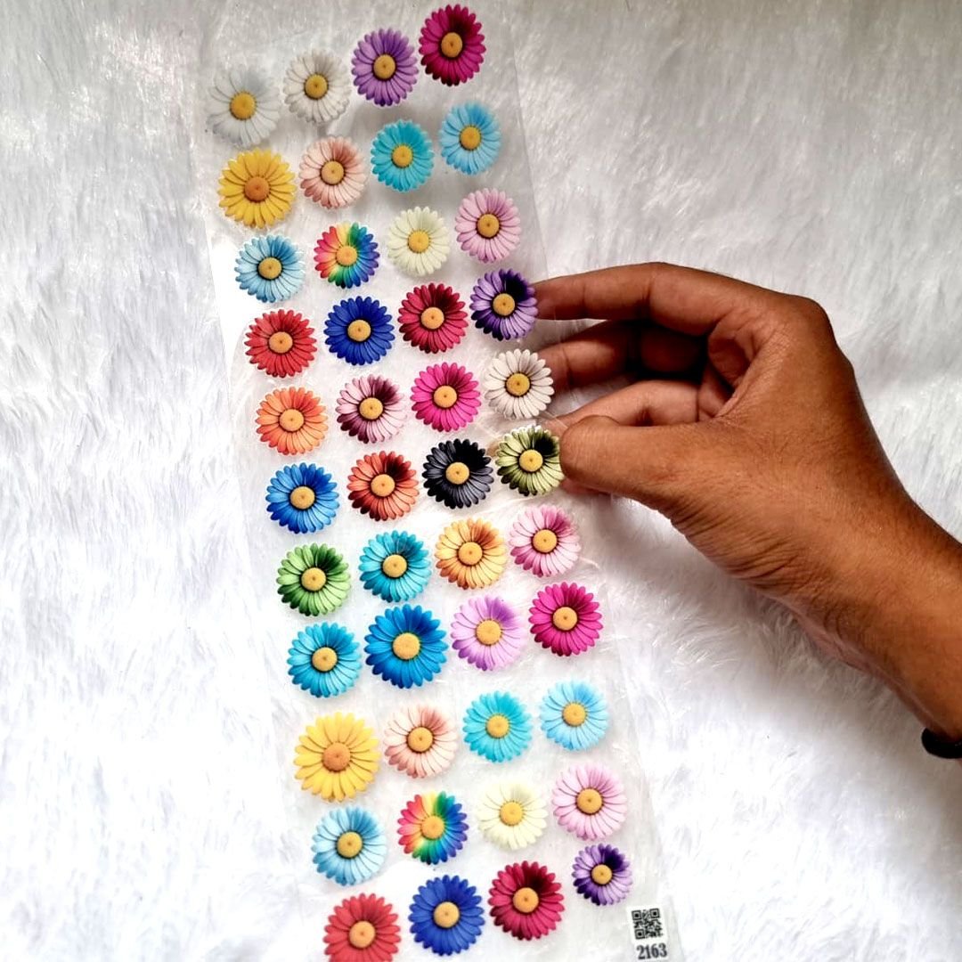 Multicolor Daisy Flower Transparent Sticker Sheet