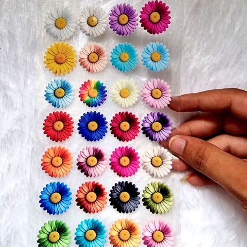 Multicolor Daisy Flower Transparent Sticker Sheet hover