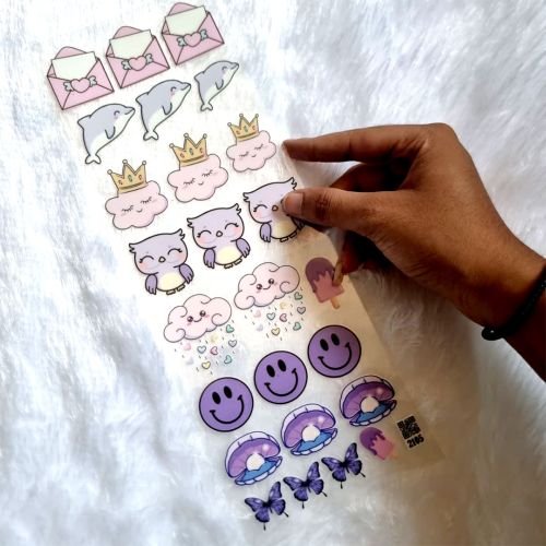 Pastel-Colored Dolphins, Clouds, And Butterflies Sticker For Resinart