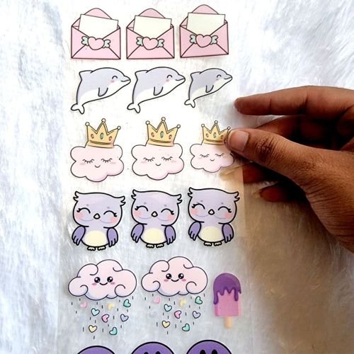 Pastel-Colored Dolphins, Clouds, And Butterflies Sticker For Resinart hover
