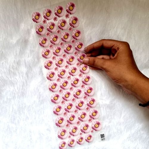 Pastel Pink Daisy Floral Transfer UV DTF Sticker Sheet