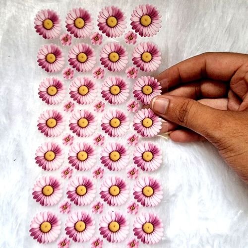 Pastel Pink Daisy Floral Transfer UV DTF Sticker Sheet hover