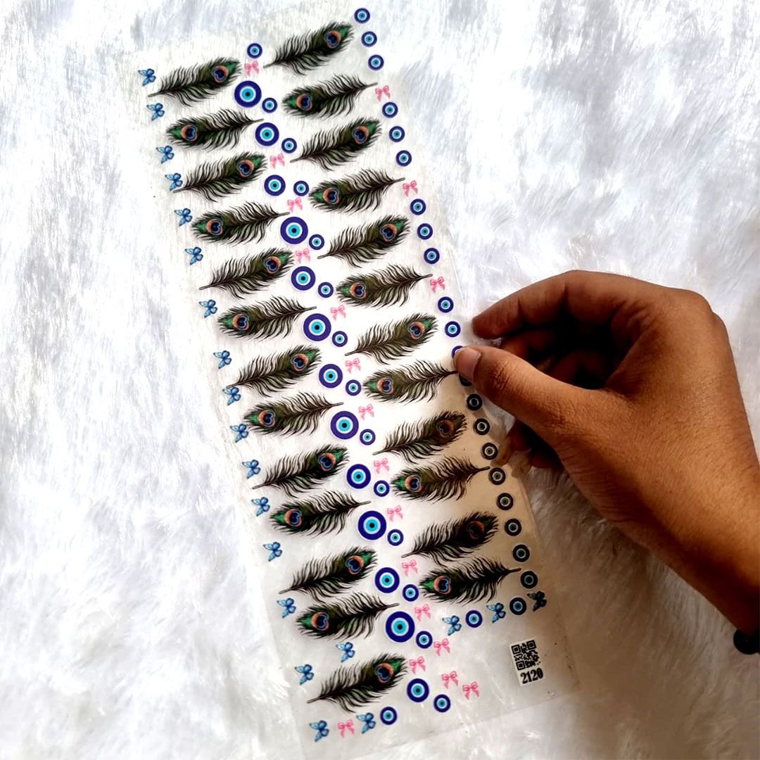 Peacock Feather UV DTF Transfer Sticker Sheet