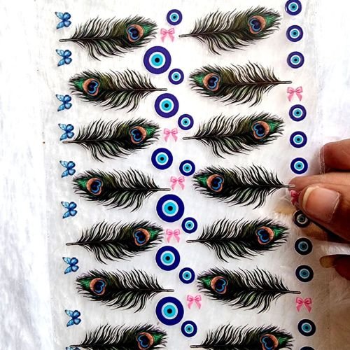 Peacock Feather UV DTF Transfer Sticker Sheet hover