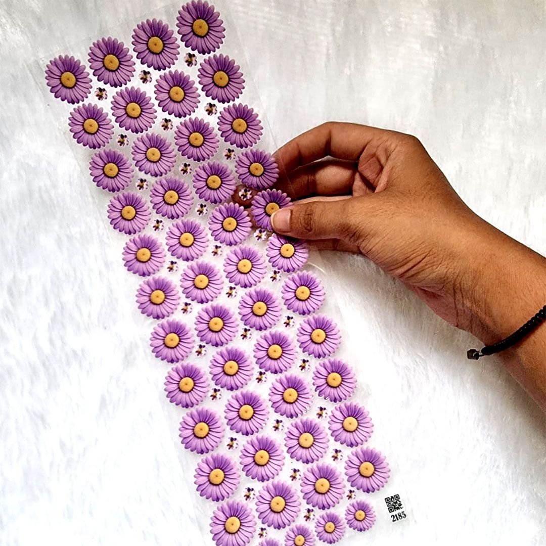 Premium Purple Floral UV DTF Decal Sheet For Resin Art