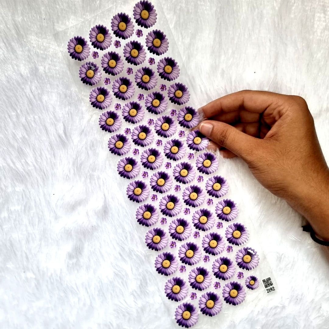 Premium Violet Floral UV DTF Decal Sheet For Resinart