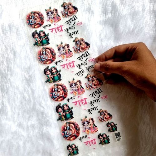 Radha Krishna Transparent UV DTF Stickers For Resinart
