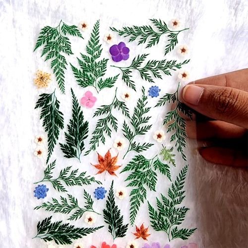 Real Pressed Flowers And Leaves UV DTF Sticker Sheet For Resin Art hover