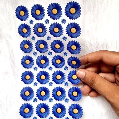 Royal Blue Floral UV DTF Decal Sticker Sheet hover