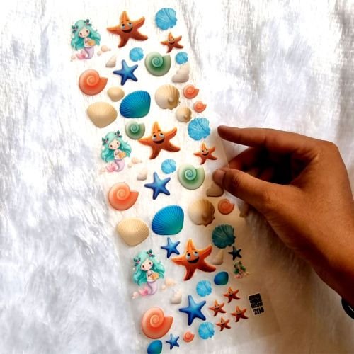 Seashell & Starfish Assorted Designs UV DTF Transparent Sticker Sheet