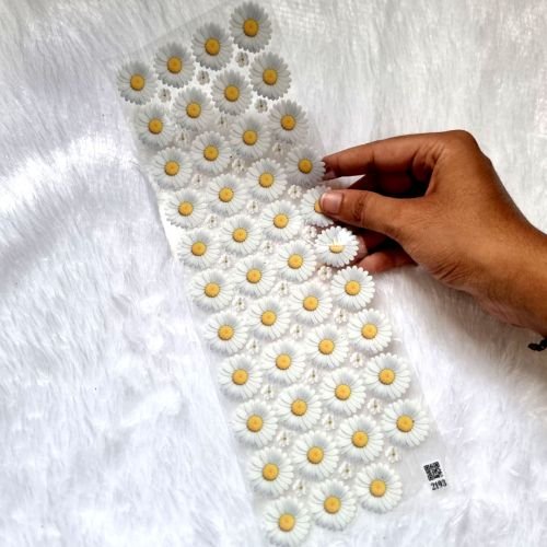 White Daisy Resin Art UV DTF Sticker Sheet