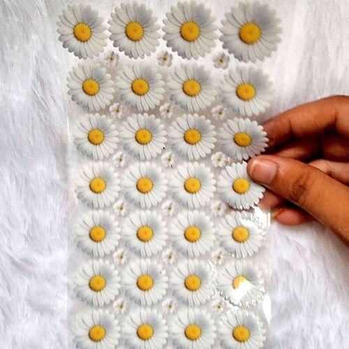 White Daisy Resin Art UV DTF Sticker Sheet hover