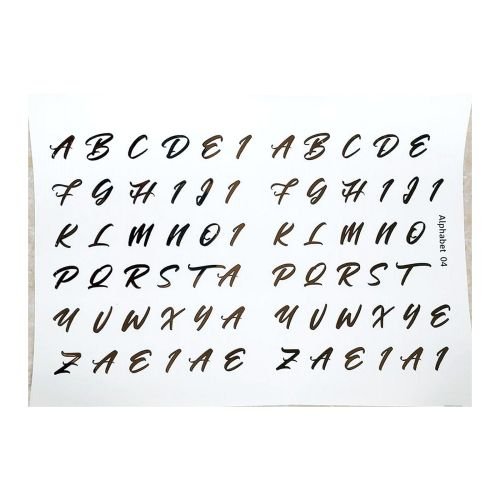 Brush Script Alphabet Golden Embossed Insert Sheet A4 For Resin Art (TR889)
