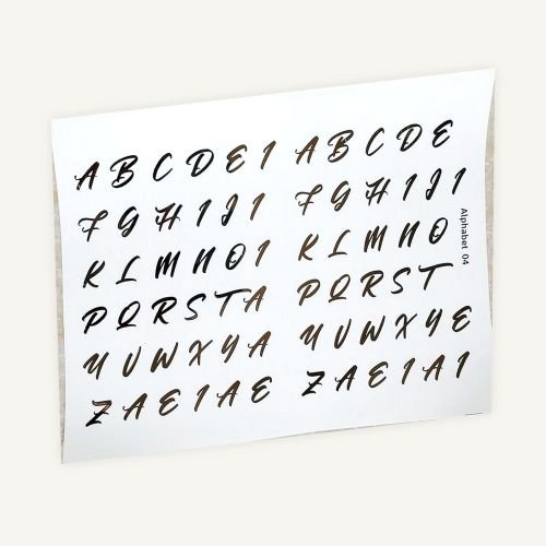 Brush Script Alphabet Golden Embossed Insert Sheet A4 For Resin Art (TR889) hover