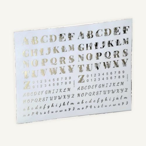 Floral Alphabet & Numbers Golden Embossed Insert Sheet A4 For Resin Art (TR402) hover