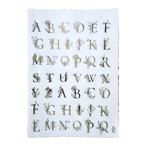 Floral Initials Golden Embossed Insert Sheet A4 For Resin Art (TR396)