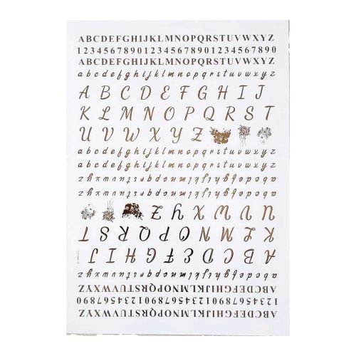 Mixed Alphabet & Numbers Golden Embossed Insert Sheet A4 For Resin Art (TR397)