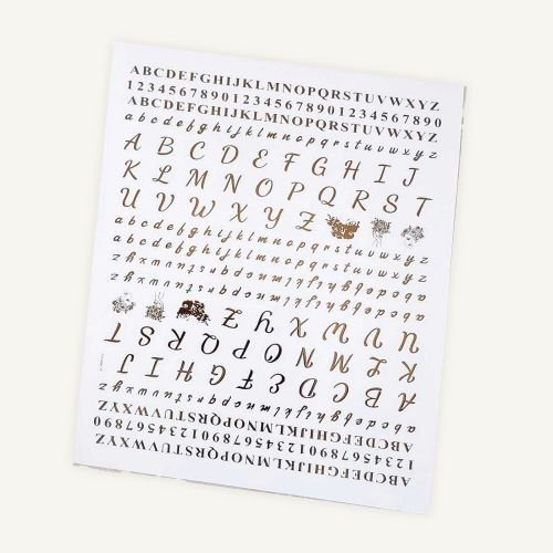 Mixed Alphabet & Numbers Golden Embossed Insert Sheet A4 For Resin Art (TR397) hover