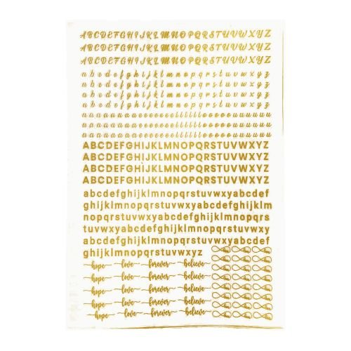 Alphabet & Sentiments Golden Embossed Insert Sheet A4 For Resin Art (TR408)
