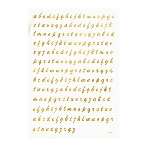 Lowercase Script Alphabet Golden Embossed Insert Sheet A4 For Resin Art (TR807)