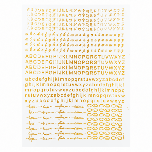 Alphabet & Infinity Golden Embossed Insert Sheet A4 For Resin Art (TR401)