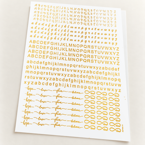 Alphabet & Infinity Golden Embossed Insert Sheet A4 For Resin Art (TR401) hover