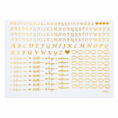 Alphabet & Infinity Golden Embossed Insert Sheet A4 For Resin Art (TR404)
