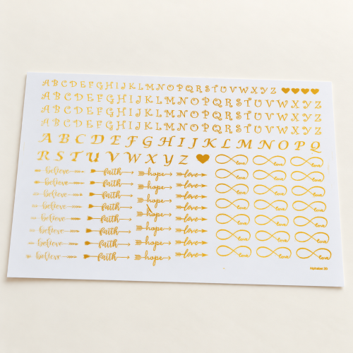 Alphabet & Infinity Golden Embossed Insert Sheet A4 For Resin Art (TR404) hover