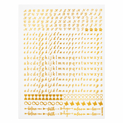 Alphabet & Love Motifs Golden Embossed Insert Sheet A4 For Resin Art (TR808)