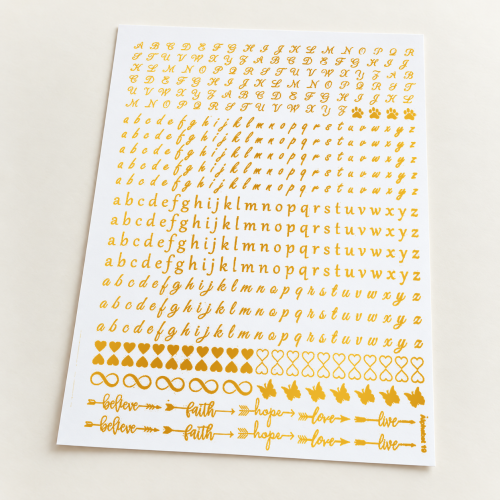 Alphabet & Love Motifs Golden Embossed Insert Sheet A4 For Resin Art (TR808) hover