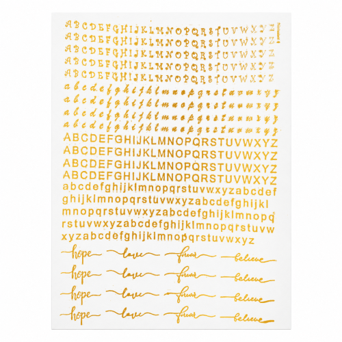 Alphabet & Sentiments Golden Embossed Insert Sheet A4 For Resin Art (TR395)