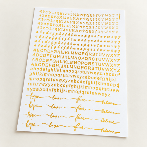 Alphabet & Sentiments Golden Embossed Insert Sheet A4 For Resin Art (TR395) hover