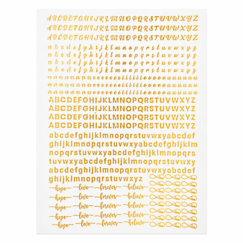 Alphabet & Sentiments Golden Embossed Insert Sheet A4 For Resin Art (TR408)