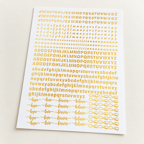 Alphabet & Sentiments Golden Embossed Insert Sheet A4 For Resin Art (TR408) hover