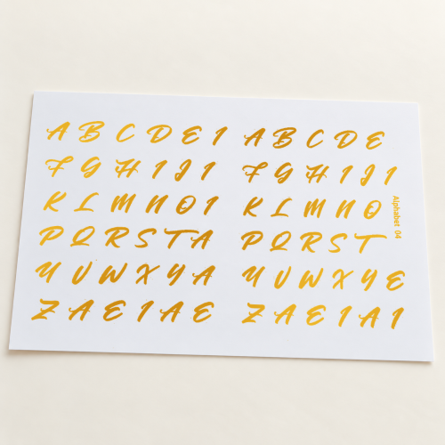 Brush Script Alphabet Golden Embossed Insert Sheet A4 For Resin Art (TR889) hover