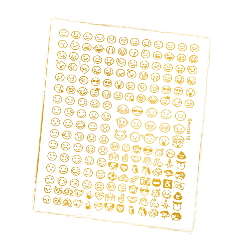 Emoji & Smiley Golden Embossed Insert Sheet A4 For Resin Art (TR899) hover