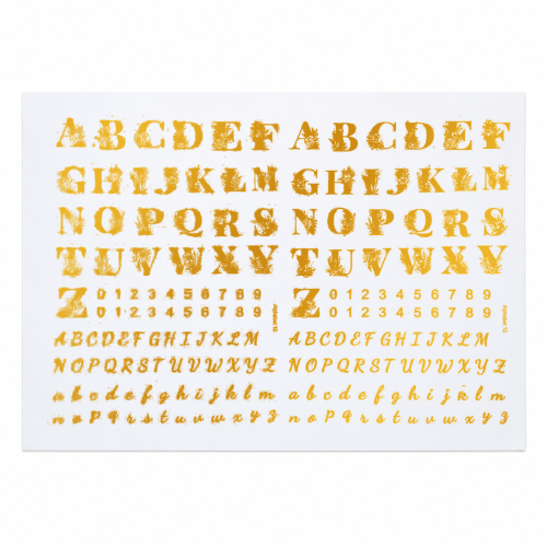 Floral Alphabet & Numbers Golden Embossed Insert Sheet A4 For Resin Art (TR402)