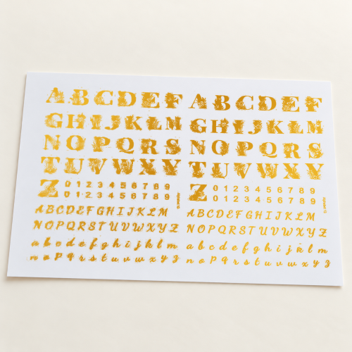 Floral Alphabet & Numbers Golden Embossed Insert Sheet A4 For Resin Art (TR402) hover