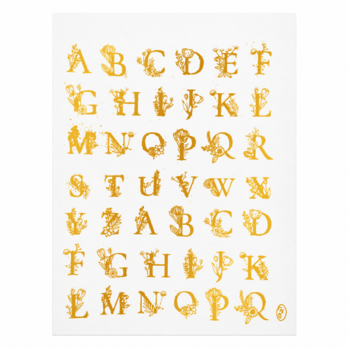 Floral Initials Golden Embossed Insert Sheet A4 For Resin Art (TR396)