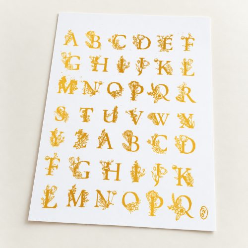 Floral Initials Golden Embossed Insert Sheet A4 For Resin Art (TR396) hover